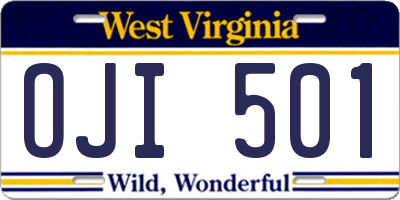 WV license plate OJI501