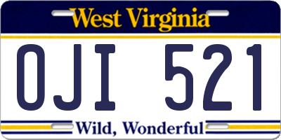 WV license plate OJI521