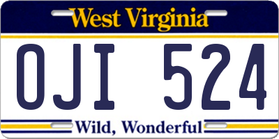 WV license plate OJI524