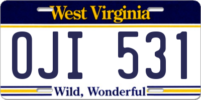 WV license plate OJI531