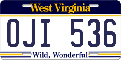 WV license plate OJI536