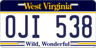 WV license plate OJI538