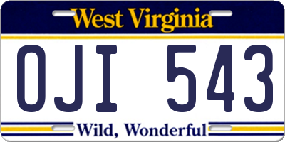 WV license plate OJI543