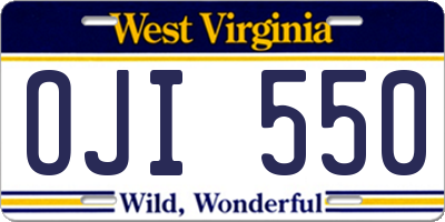 WV license plate OJI550