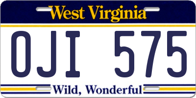 WV license plate OJI575