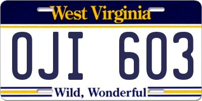 WV license plate OJI603