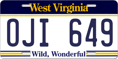WV license plate OJI649