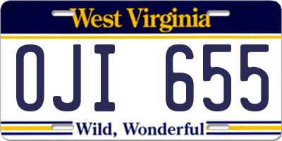 WV license plate OJI655