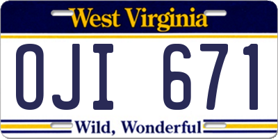 WV license plate OJI671