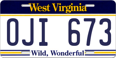 WV license plate OJI673