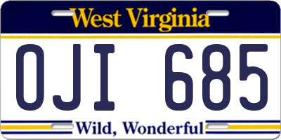 WV license plate OJI685