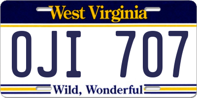 WV license plate OJI707