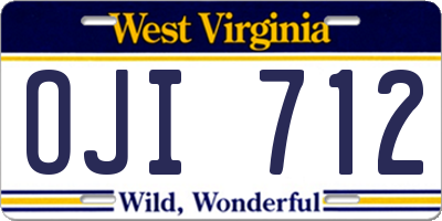 WV license plate OJI712
