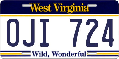 WV license plate OJI724