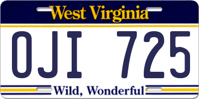 WV license plate OJI725