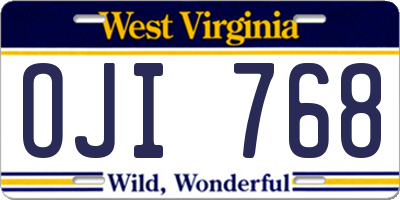 WV license plate OJI768