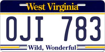 WV license plate OJI783