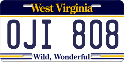 WV license plate OJI808
