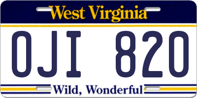 WV license plate OJI820