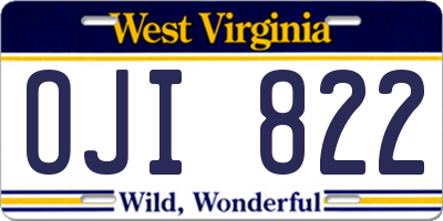 WV license plate OJI822