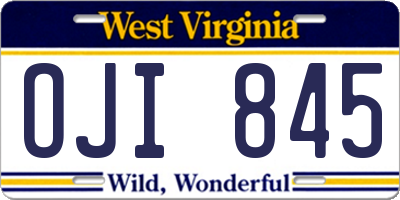 WV license plate OJI845