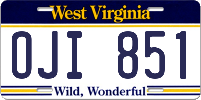 WV license plate OJI851