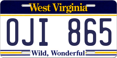 WV license plate OJI865