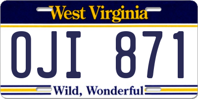 WV license plate OJI871