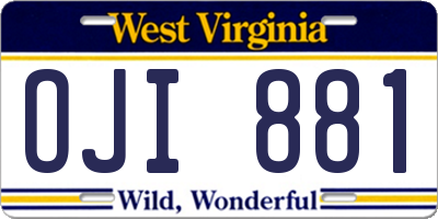 WV license plate OJI881
