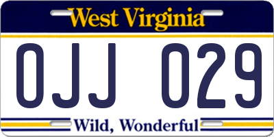 WV license plate OJJ029