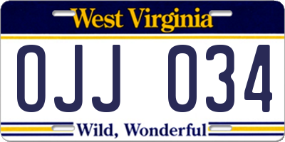 WV license plate OJJ034