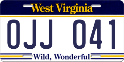 WV license plate OJJ041
