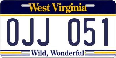 WV license plate OJJ051