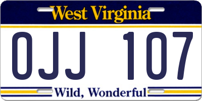 WV license plate OJJ107