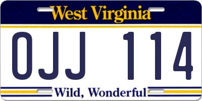 WV license plate OJJ114