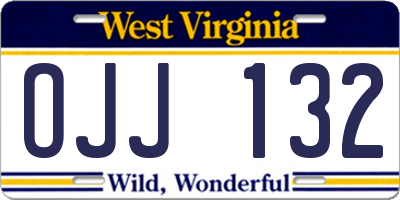 WV license plate OJJ132