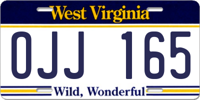 WV license plate OJJ165