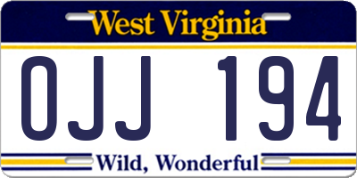 WV license plate OJJ194
