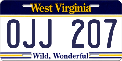 WV license plate OJJ207