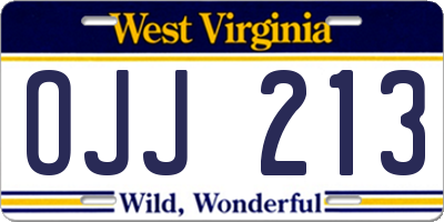 WV license plate OJJ213