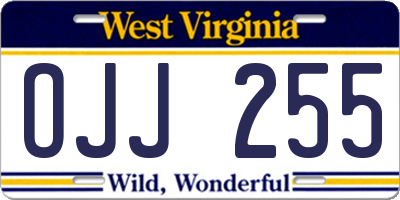 WV license plate OJJ255