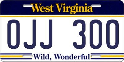 WV license plate OJJ300