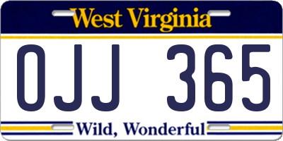 WV license plate OJJ365