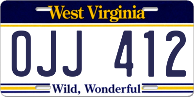 WV license plate OJJ412