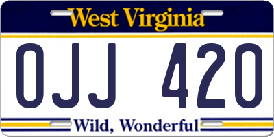 WV license plate OJJ420