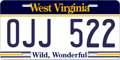WV license plate OJJ522