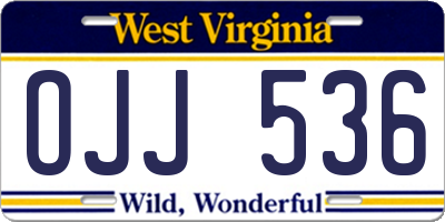 WV license plate OJJ536