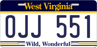 WV license plate OJJ551