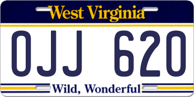 WV license plate OJJ620