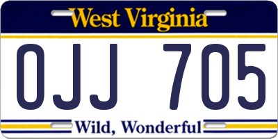 WV license plate OJJ705